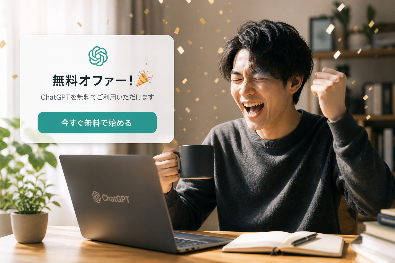 ChatGPT Plus 無料オファー ─ AI生成イメージ